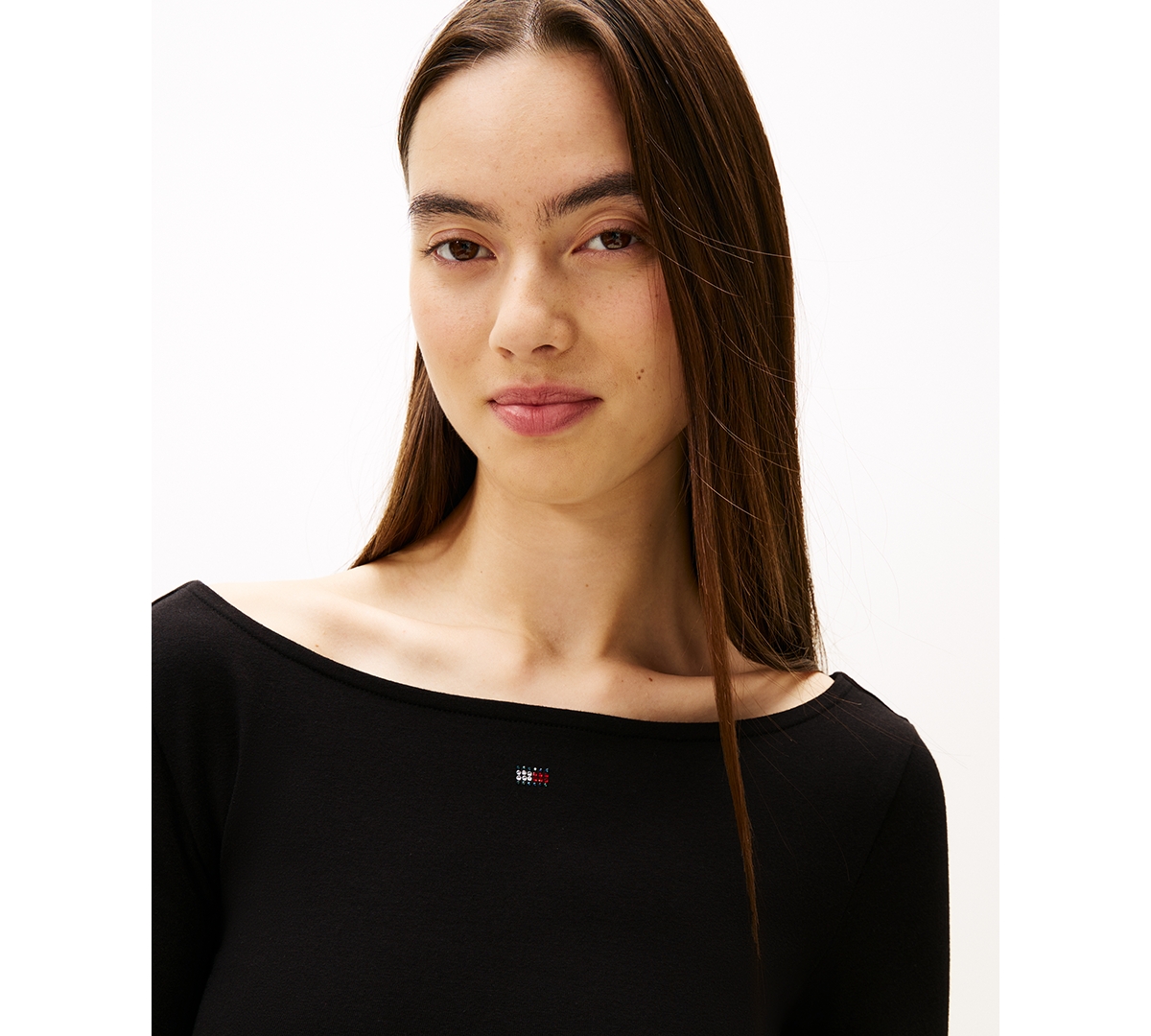 Tommy Jeans Women's Bling Flag Logo Long-sleeve Mini Dress In Black