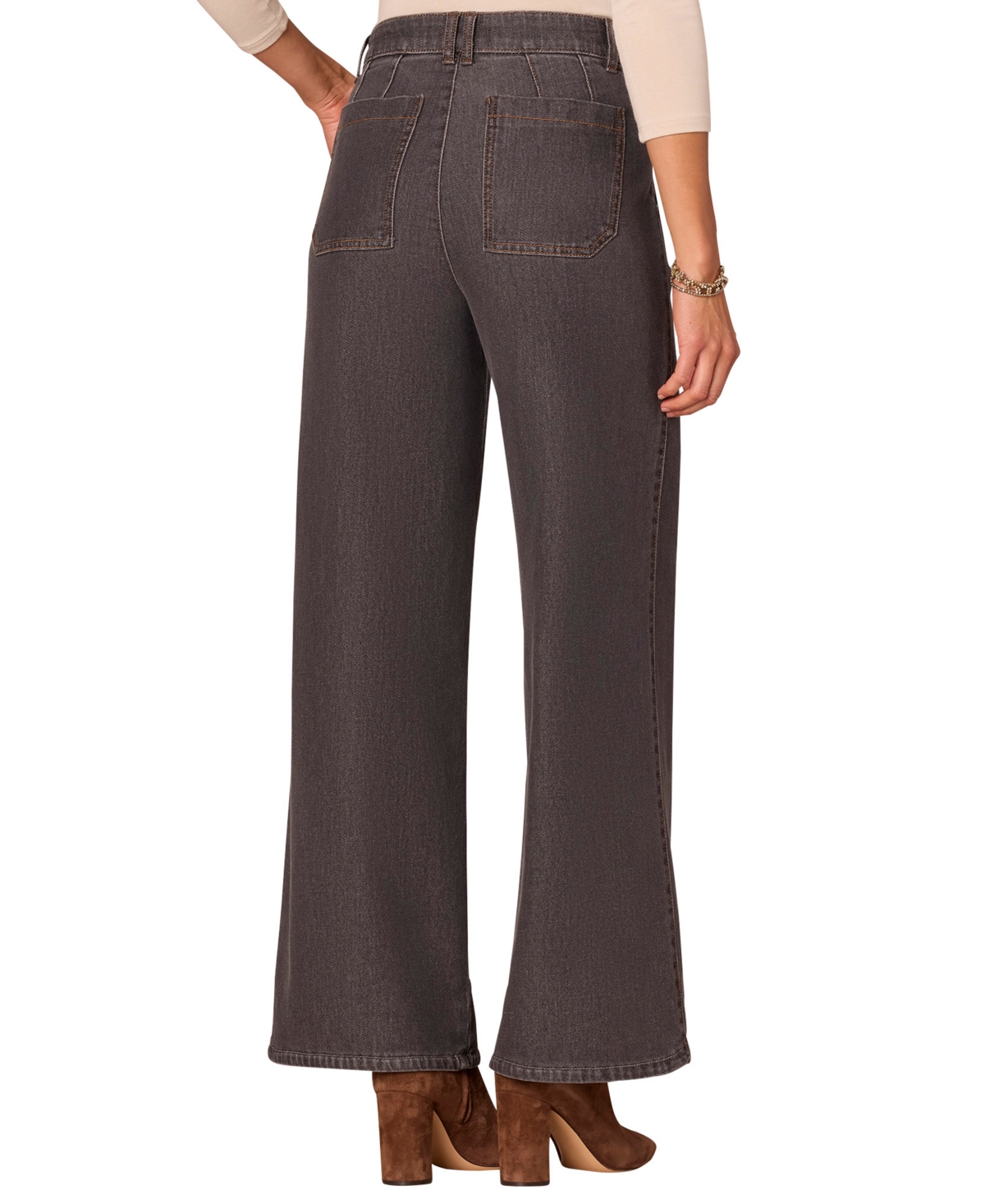 Democracy Petite Skyrise Wide Leg Jeans In Gray