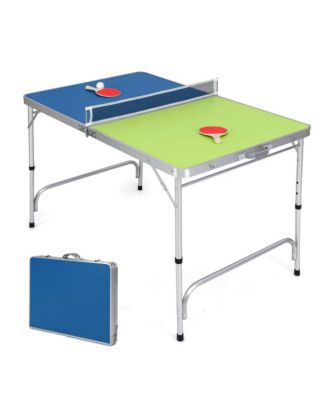 47" x 30" Mini Table Tennis Table with Adjustable Height for Indoor Outdoor