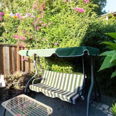 3-Person Porch Swing with Adjustable Canopy, & Stripe