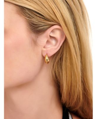 Beveled Curve Hoop Earrings in Gold Plated Sterling Silver