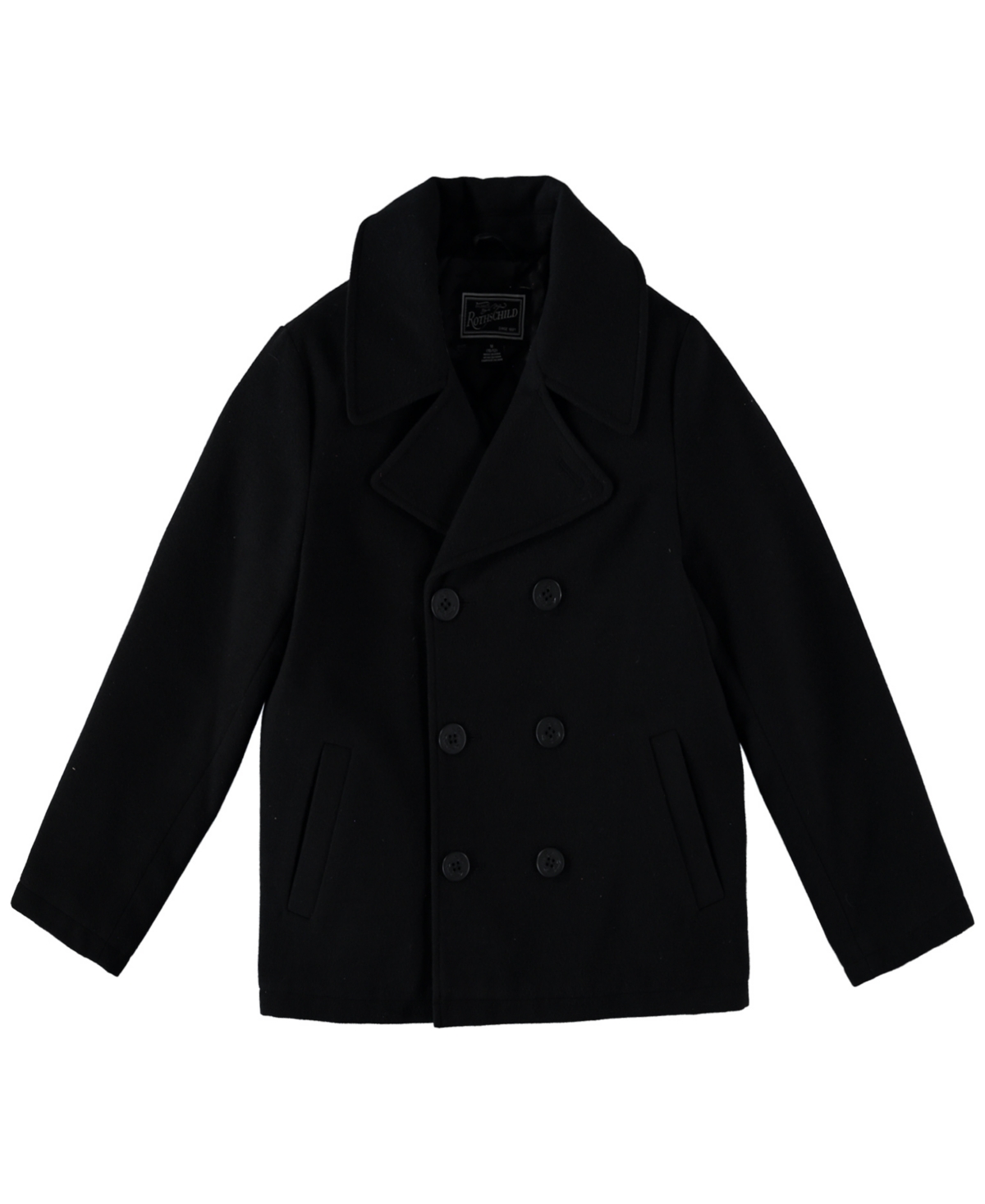 S Rothschild & Co Big Boys Double Breasted Peacoat In Black