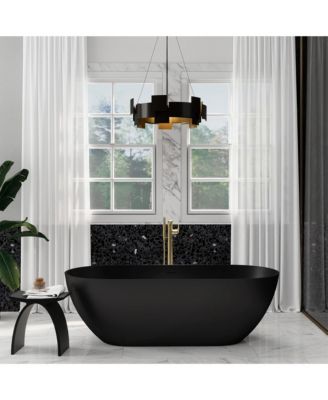 69" x 30" Solid Surface Stone Freestanding Soaking Bathtub