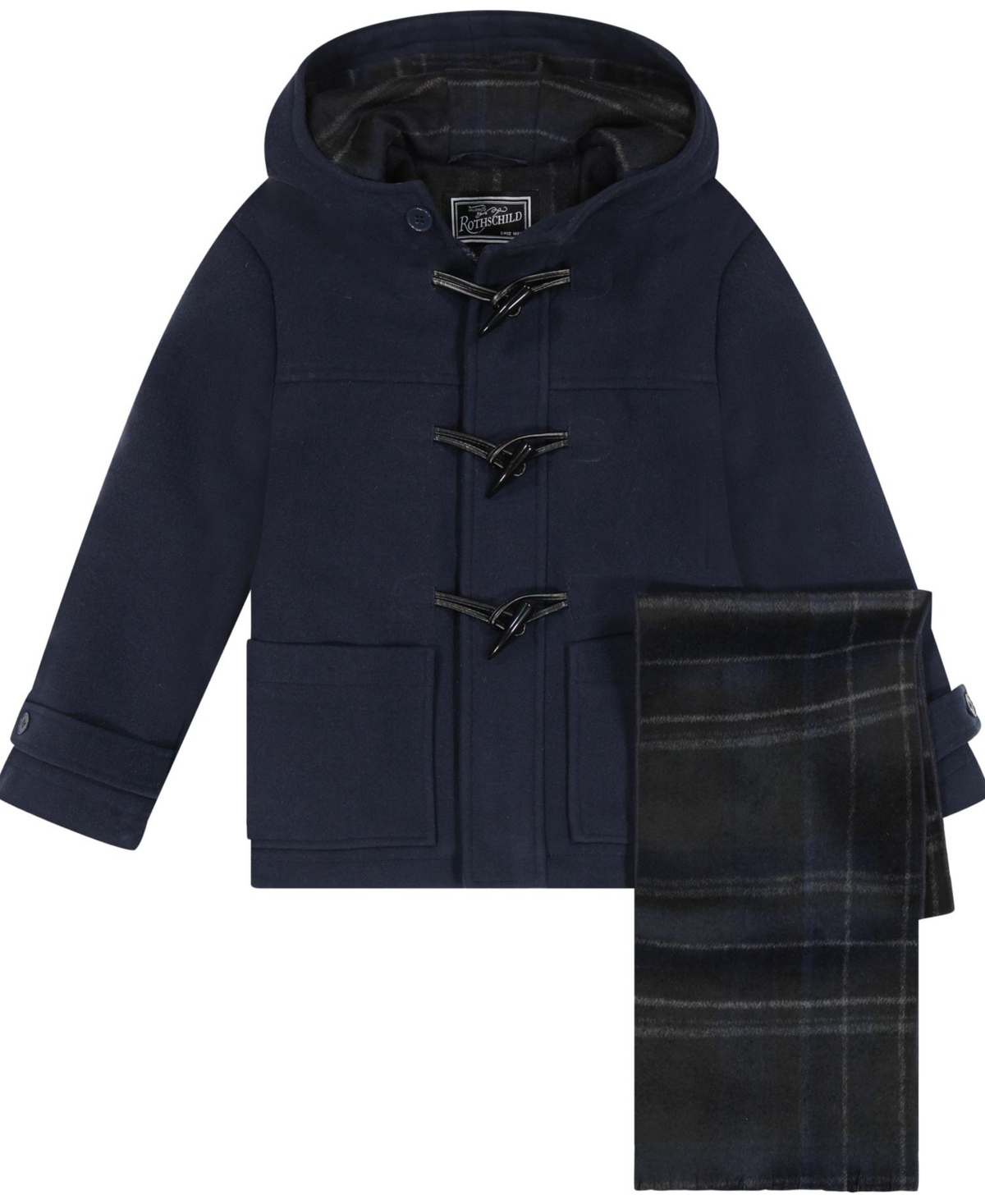 S Rothschild & Co Big Boy 2-piece Toggle Dress Coat And Scarf Set In Blue