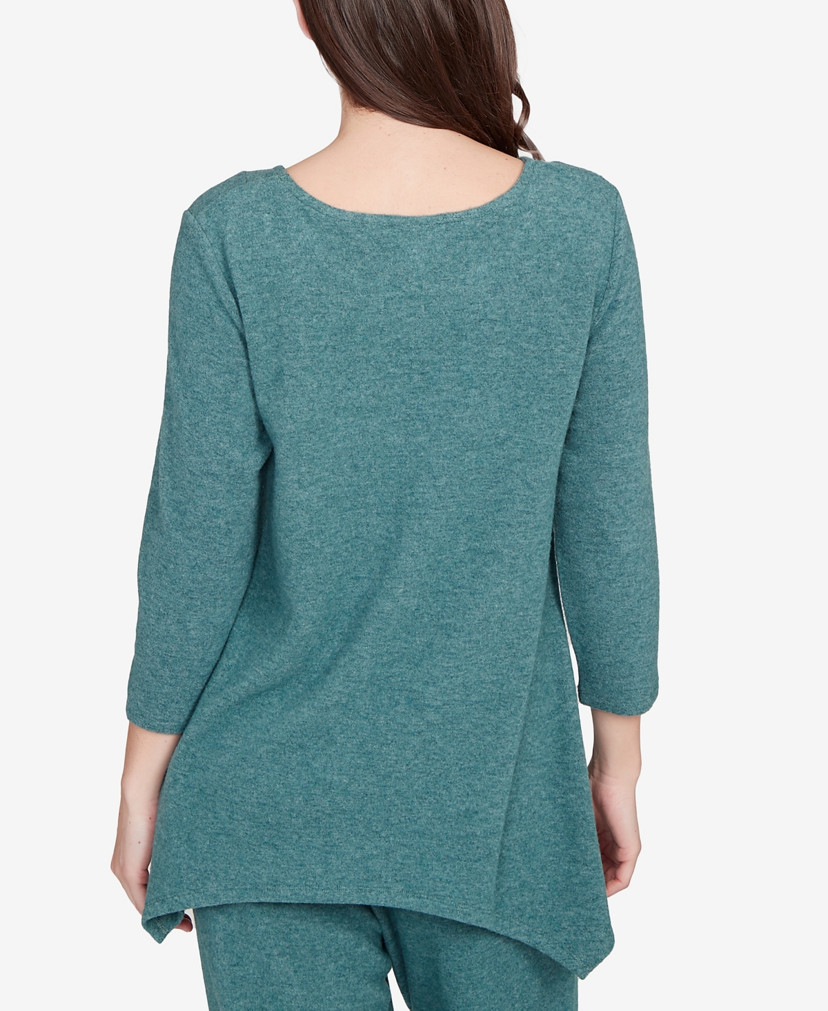 Ruby Rd. Petite Solid Spliced Cozy Knit Top In Green