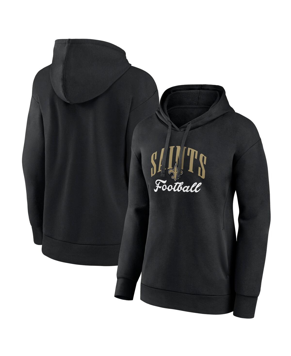 Fanatics Women's Black New Orleans Saints Team Logo Victory Script Pullover Hoodie In Black