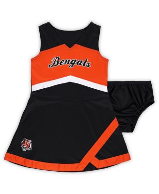 Outerstuff - Girls Preschool Black Cincinnati Bengals Two-Piece Cheer Captain Jumper Dress with Bloomers Set