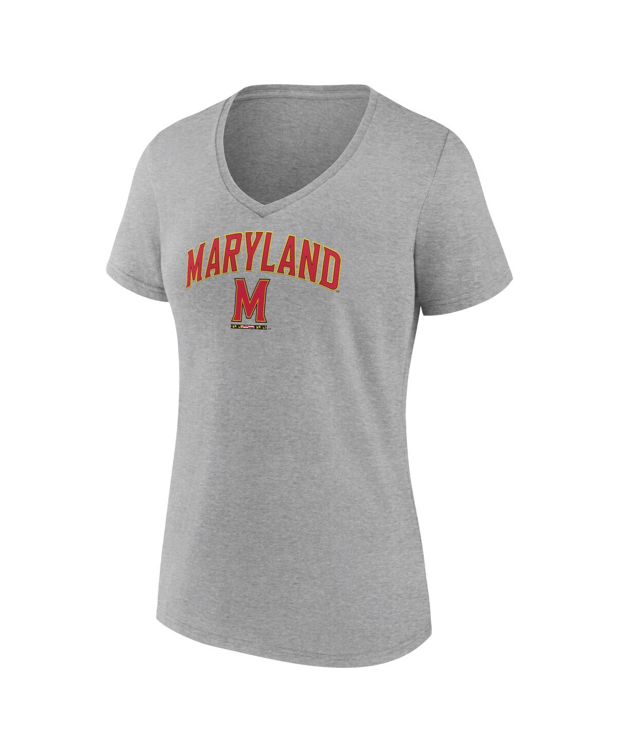 Fanatics Women's Heather Gray Maryland Terrapins Campus V-neck T-shirt In Gray