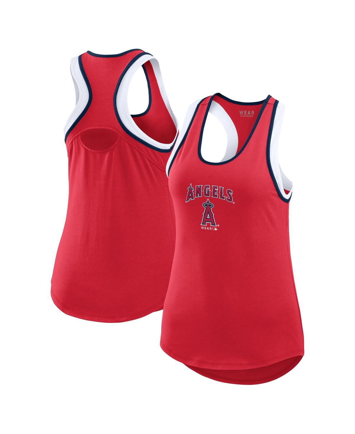 Wear By Erin Andrews Women's Red Los Angeles Angels Color Block Racerback Tank Top