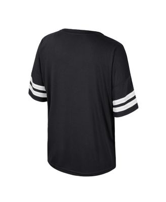 Women's Black Iowa Hawkeyes Treasure Oversized Sequin T-Shirt