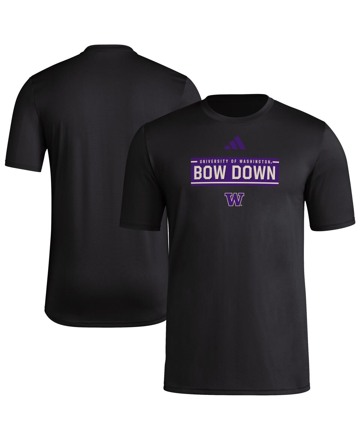 Adidas Originals Men's Black Washington Huskies Locker Slogan Pre-game T-shirt