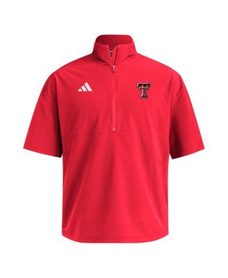 Men's Red Texas Tech Red Raiders Woven Quarter-Zip Short Sleeve Pullover Hoodie