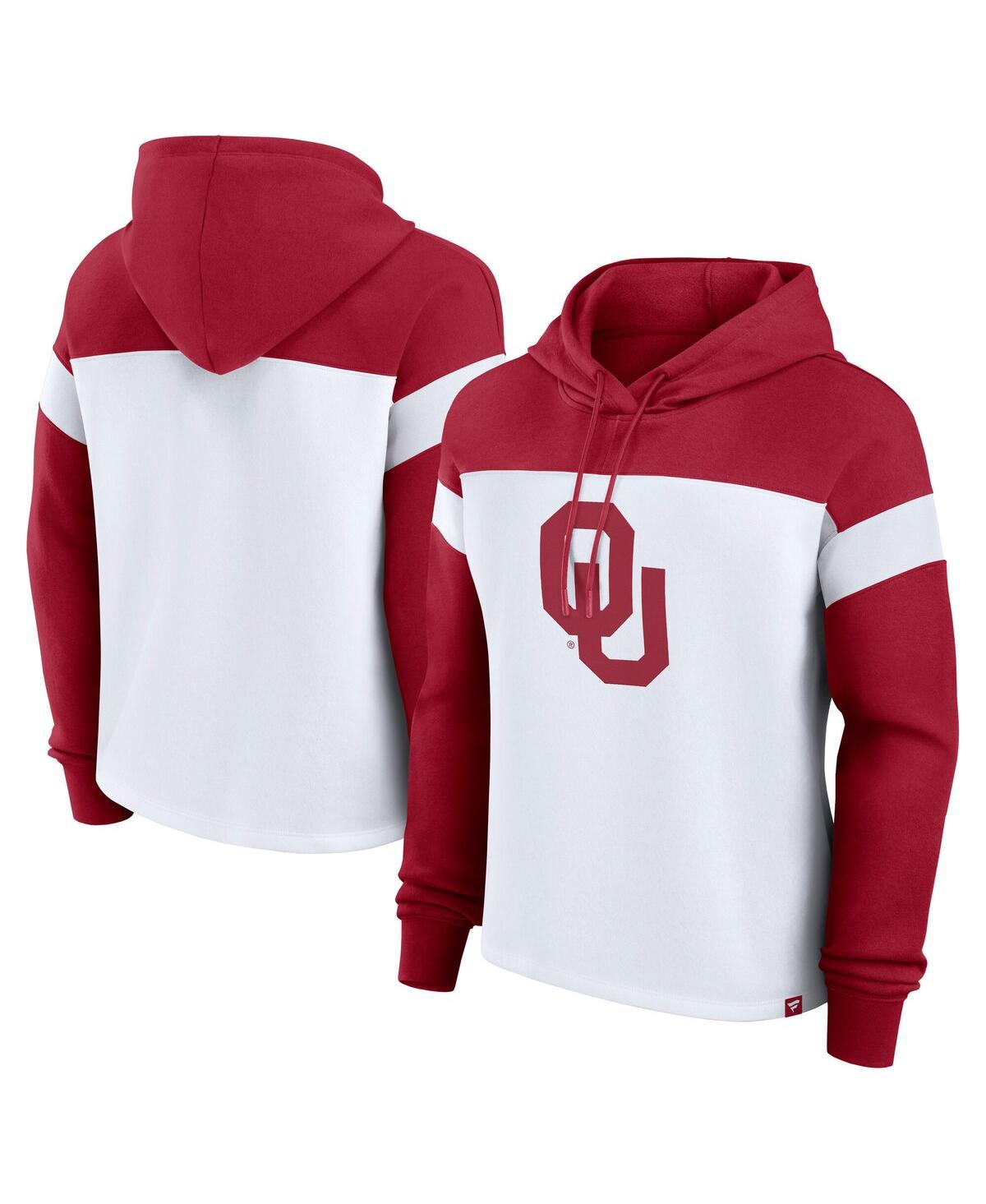 Fanatics Women's White Oklahoma Sooners Primary Logo Pullover Hoodie In White