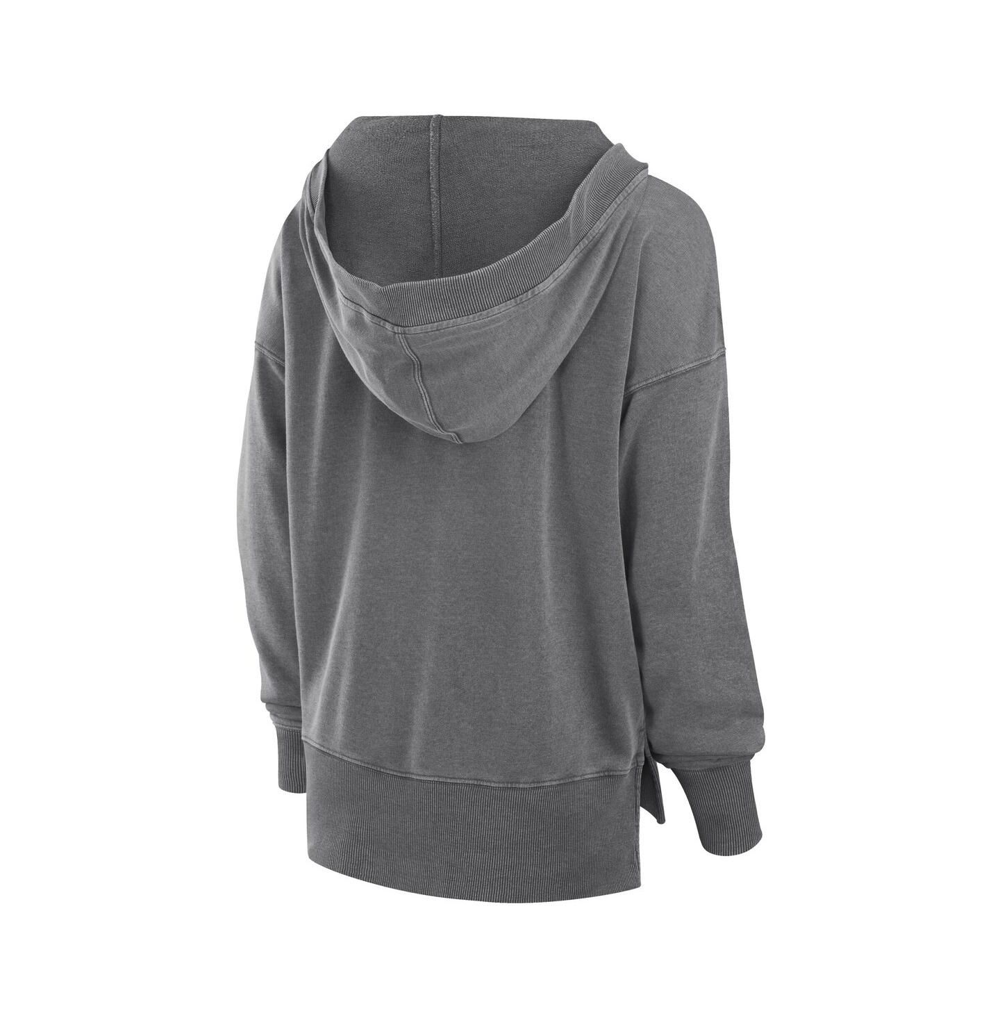Женское худи Fanatics Heather Charcoal New York Jets Initiative Snow Wash French Terry V-Neck Pullover — фото 3