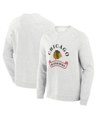 Fanatics - Men's Heather Gray Chicago Blackhawks Banner Fleece Raglan Pullover Sweatshirt