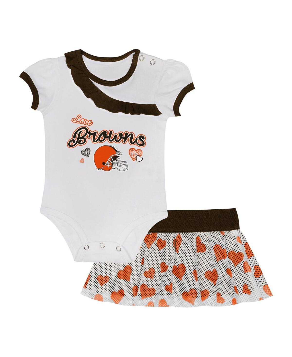 Outerstuff Kids' Baby Boys And Girls Cleveland Browns Love My Team Bodysuit Skirt Set In Green
