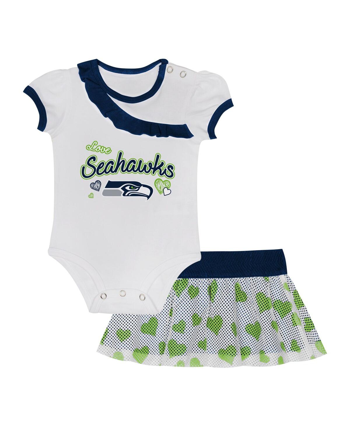 Outerstuff Baby Boys And Girls Seattle Seahawks Love My Team Bodysuit Skirt Set In White