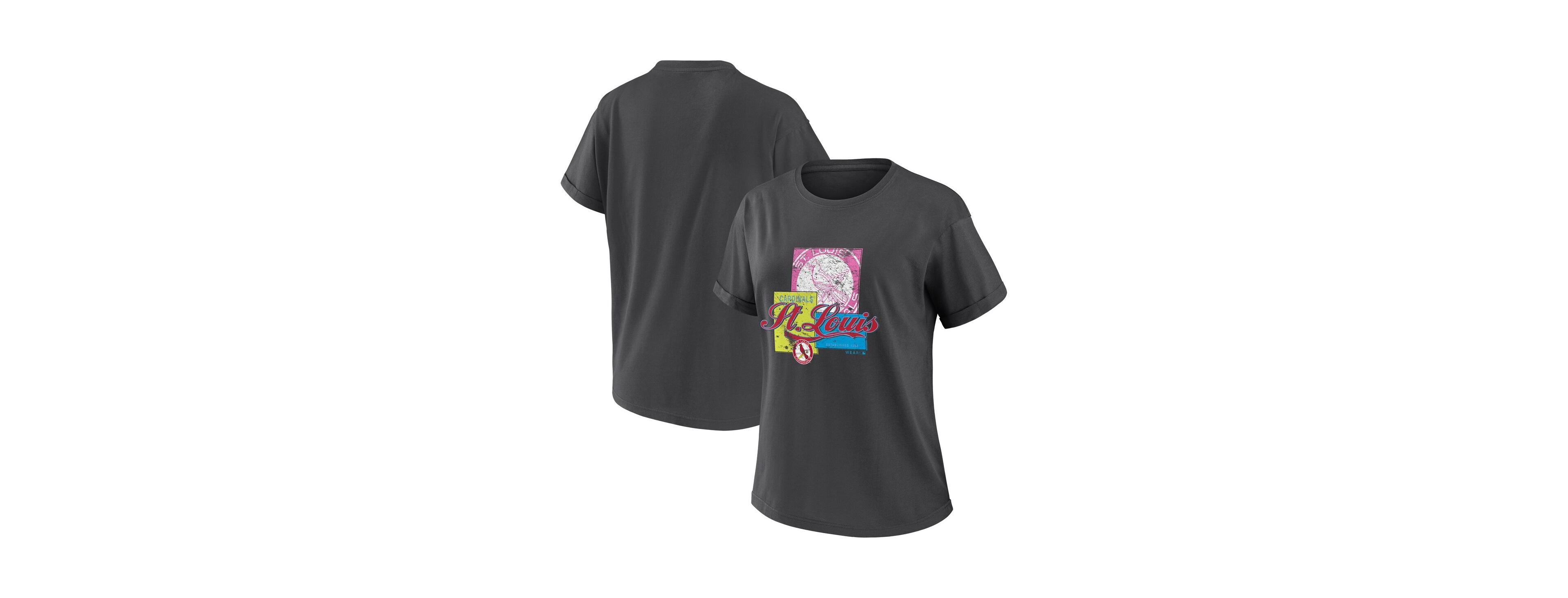 Wear by Erin Andrews Women's Charcoal St. Louis Cardinals Domestic Box Color Boyfriend T-Shirt