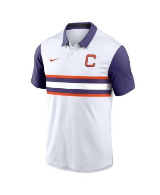 Men's White/Purple Clemson Tigers Athletic Prep Alt Logo Vapor Performance Polo Shirt