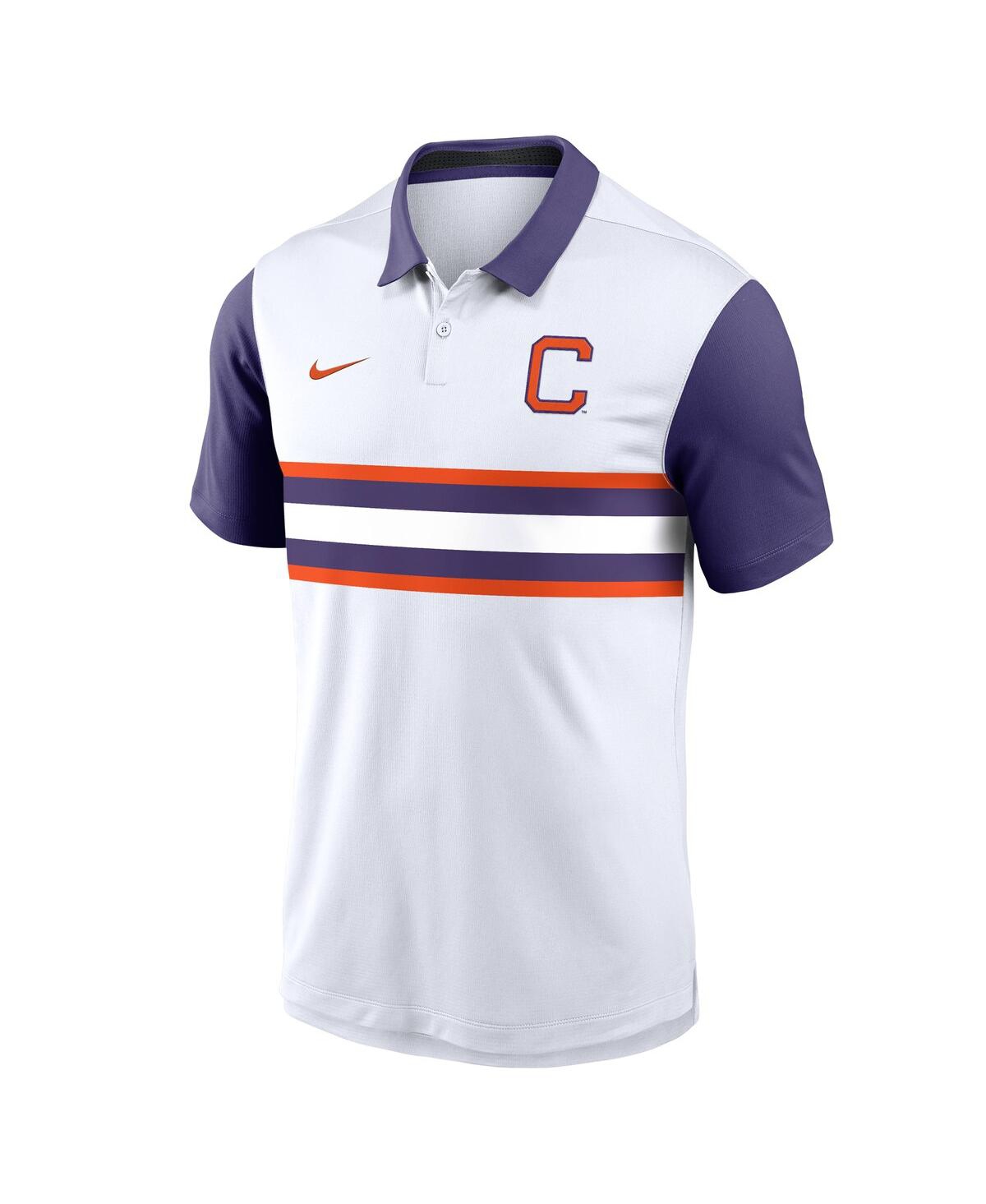 Nike Men's White/purple Clemson Tigers Athletic Prep Alt Logo Vapor Performance Polo Shirt In Multi