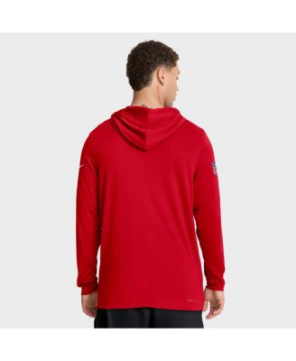 Men's Red Kansas City Chiefs Big Tall Sideline Performance Long Sleeve Hoodie T-Shirt