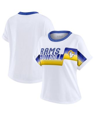 WEAR by Erin Andrews - Women's White Los Angeles Rams Cropped Center Stripe Dolman T-Shirt