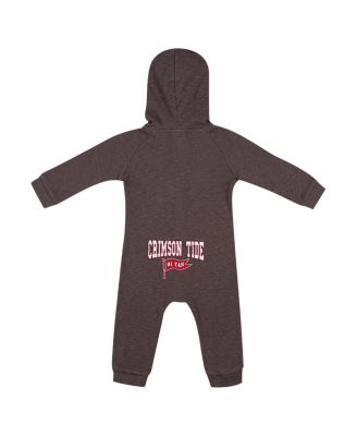 Baby Boys and Girls Charcoal Alabama Crimson Tide Zando-Zan Waffle Full-Snap Hooded Romper