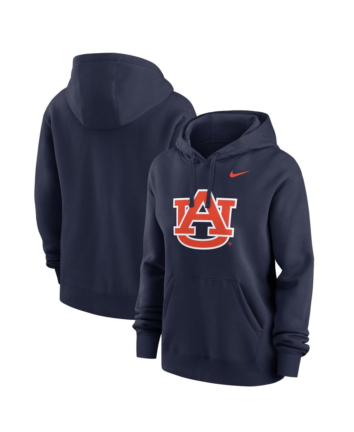 Nike Women's Navy Auburn Tigers Wordmark Club Fleece Pullover Hoodie In Blue