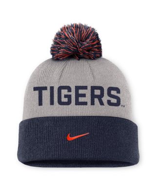 Men's Gray/Navy Auburn Tigers Primetime Peak Cuffed Pom with Knit Hat