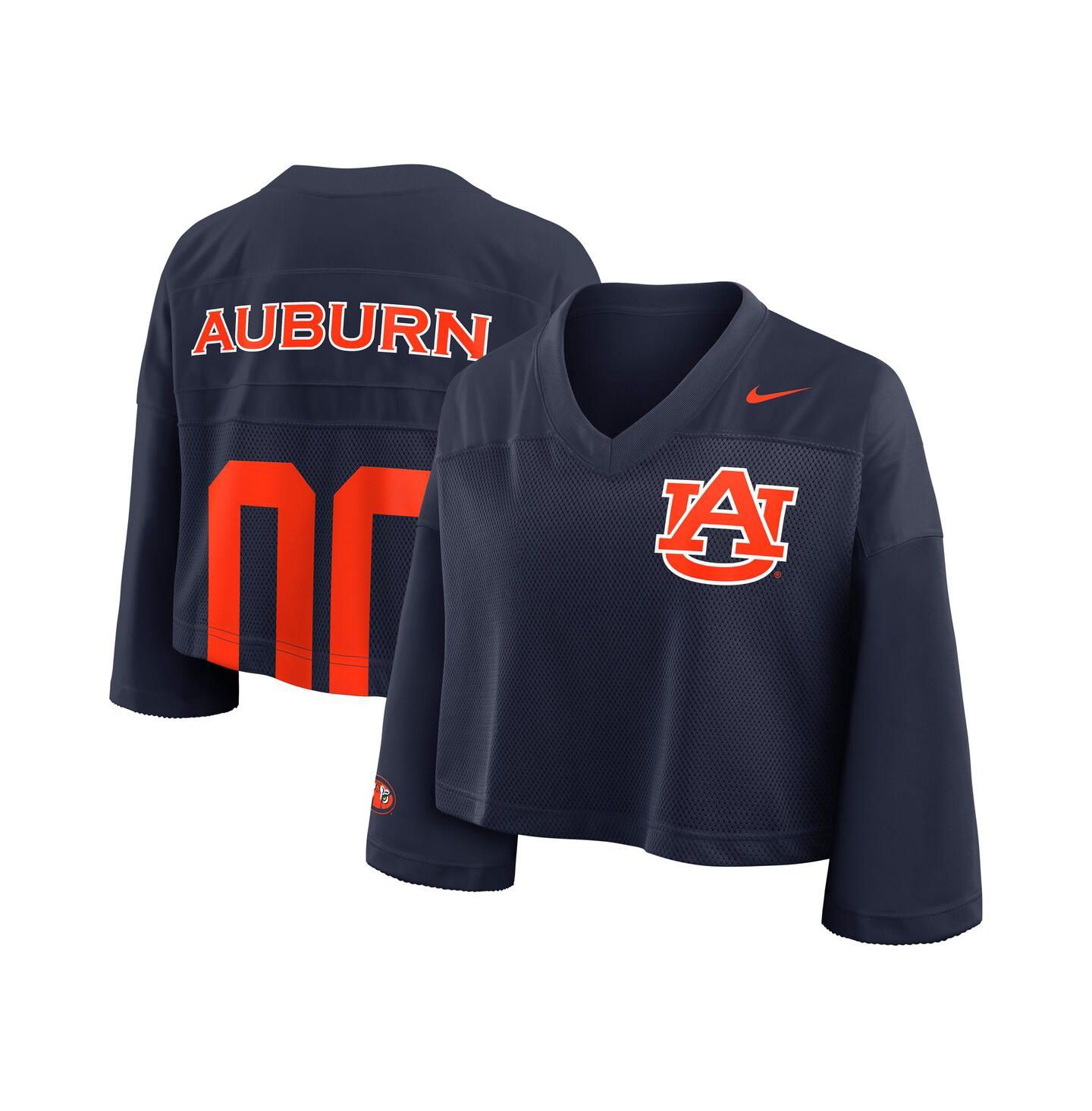 Женское джерси Nike Women's Navy Auburn Tigers Cropped Mesh Fashion Jersey — фото 1