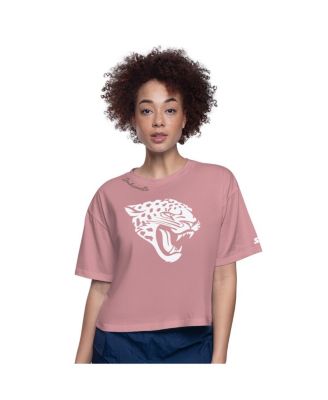 Starter - Women's Pink Jacksonville Jaguars Play the Ball Boxy Cropped T-Shirt