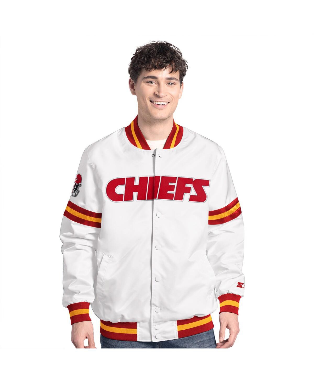 Starter Men's White Kansas City Chiefs Scout Full-snap Varsity Jacket In White