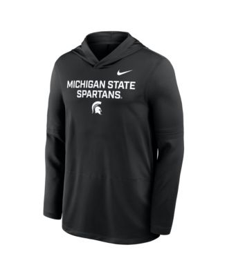 Men's Black Michigan State Spartans 2025 Sideline Performance Long Sleeve Hoodie T-Shirt