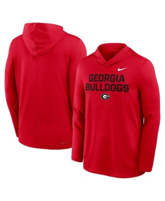 Men's Red Georgia Bulldogs 2025 Sideline Performance Long Sleeve Hoodie T-Shirt