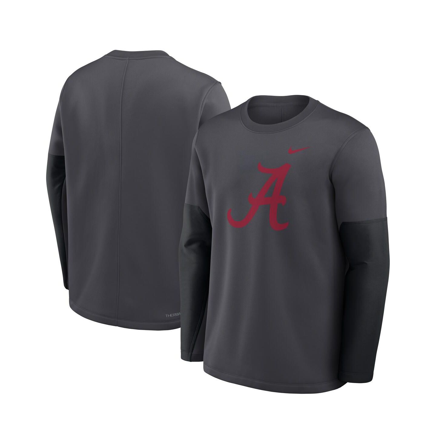 Мужская футболка Nike Anthracite Alabama Crimson Tide 2025 Sideline Coach Performance Long Sleeve — фото 2