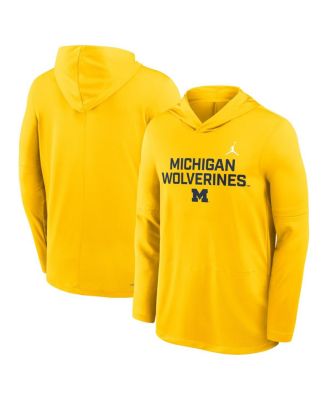Men's Maize Michigan Wolverines 2025 Sideline Performance Long Sleeve Hoodie T-Shirt