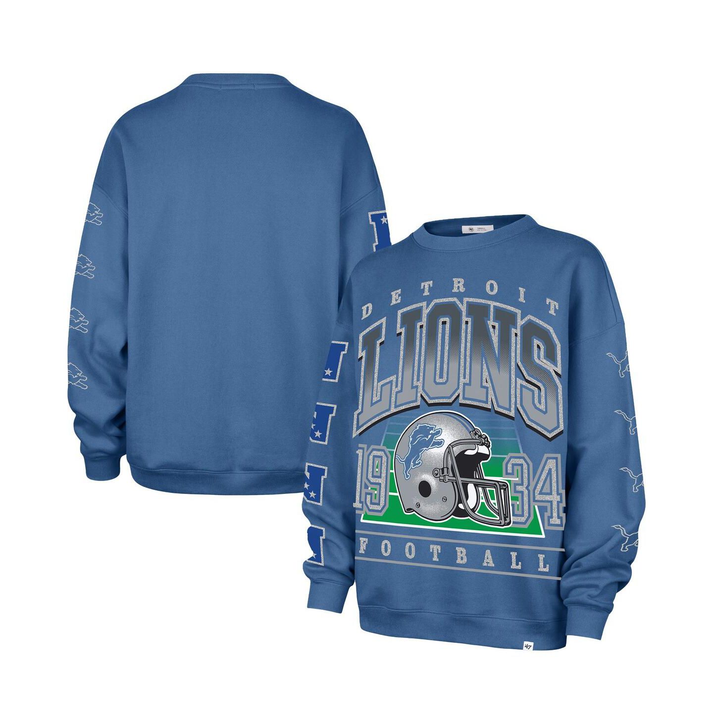 Женский свитшот '47 Brand Blue Detroit Lions Go Big Oversized Pullover — фото 1