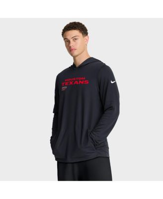 Men's Red Houston Texans Sideline Pure Fury Performance Long Sleeve Hoodie T-Shirt