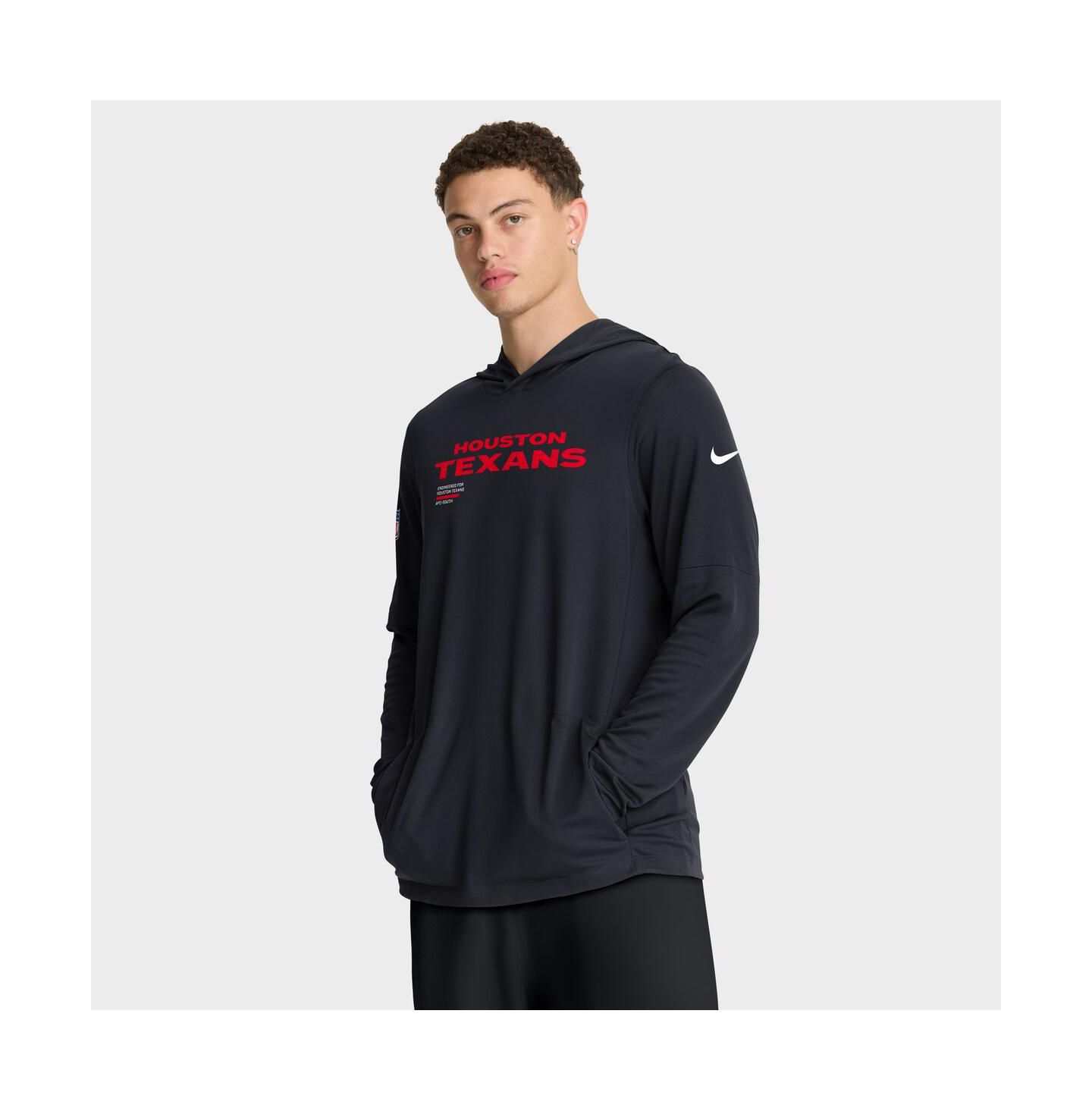 Мужское худи Nike Red Houston Texans Sideline Pure Fury Performance Long Sleeve T-Shirt, цвет: Тёмно-синий — фото 1