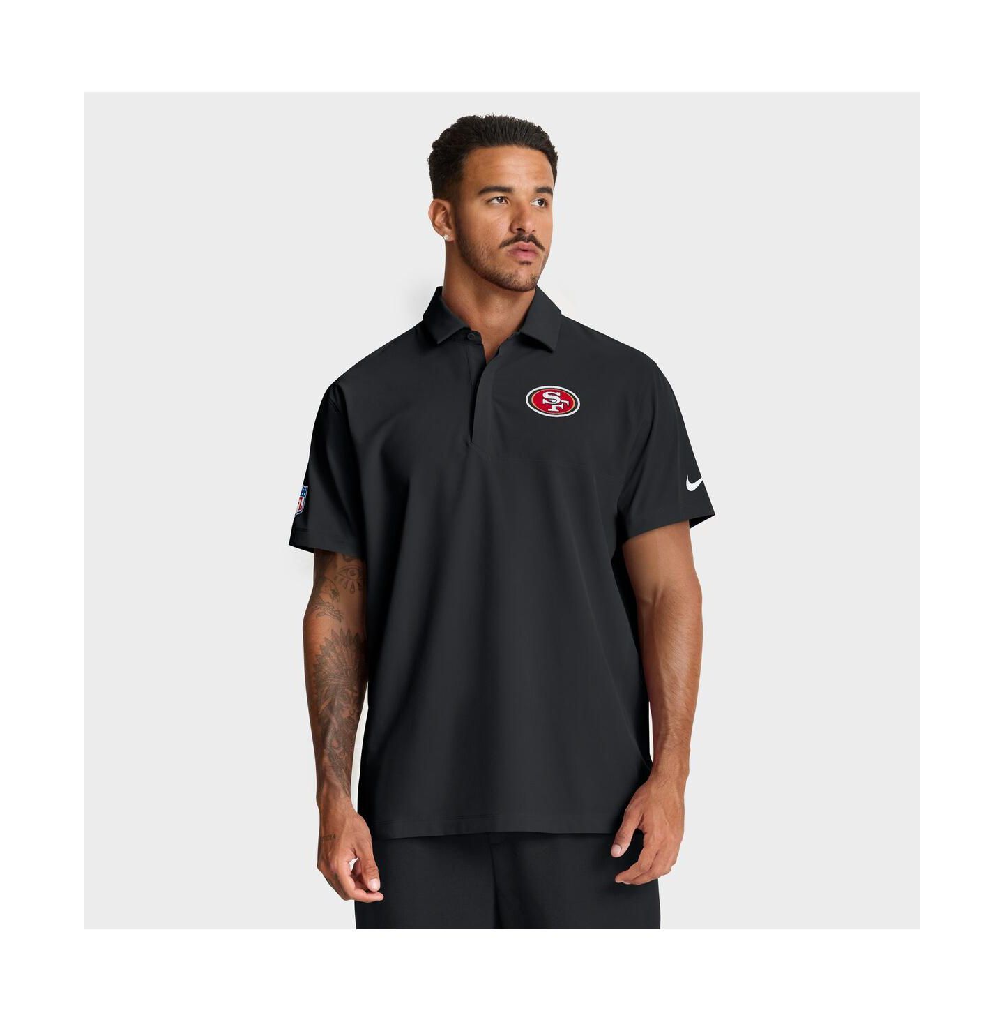 Мужское поло Nike Black San Francisco 49ers Sideline City Pride Woven Performance Polo Shirt — фото 1