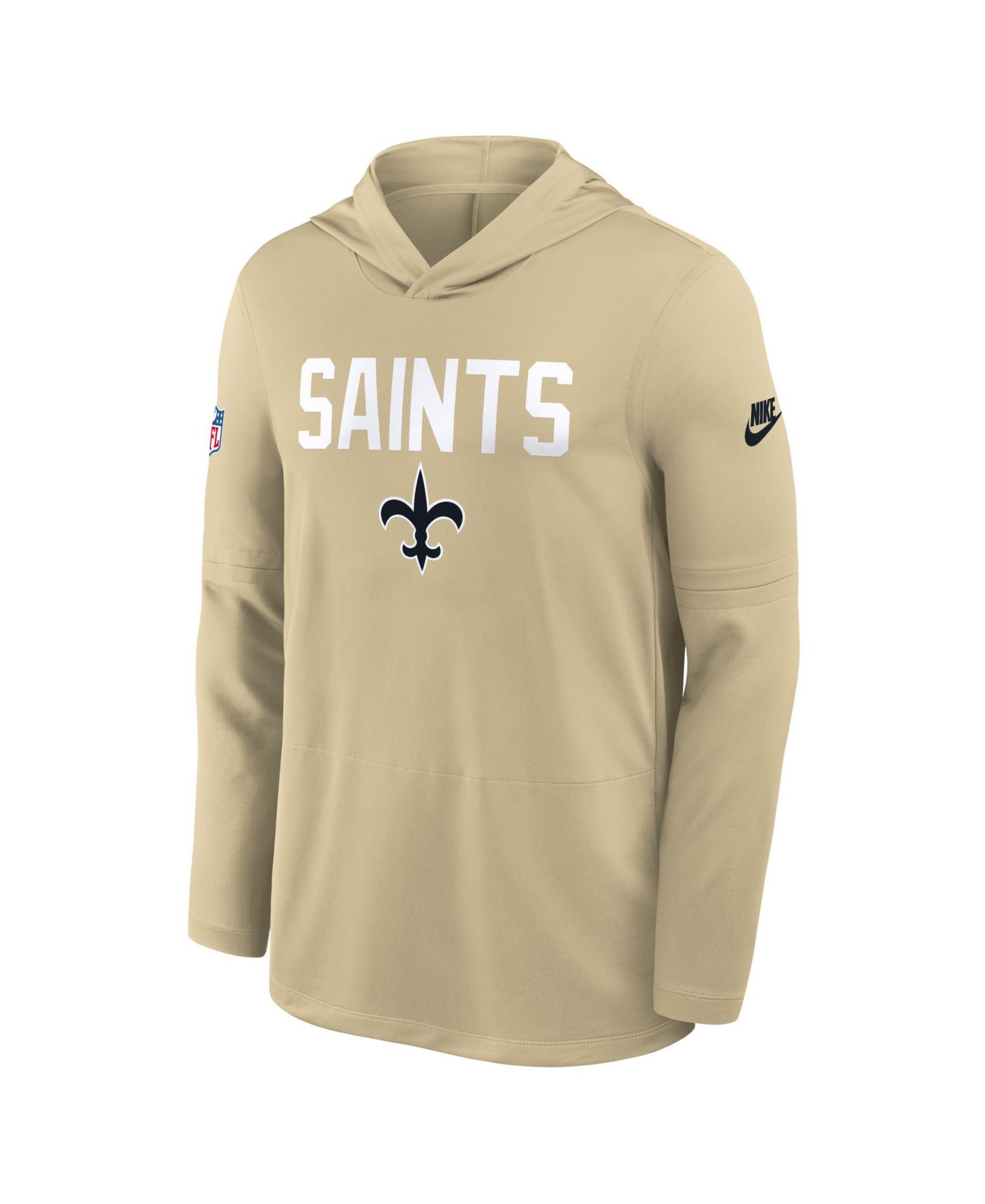 Мужская лёгкая футболка с капюшоном Nike New Orleans Saints Sideline Alt Pack, Gold — фото 5