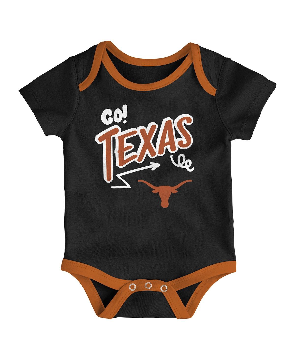 Outerstuff Baby Boys And Girls  Texas Longhorns All Day Play 3-piece Bodysuit Set In Multi