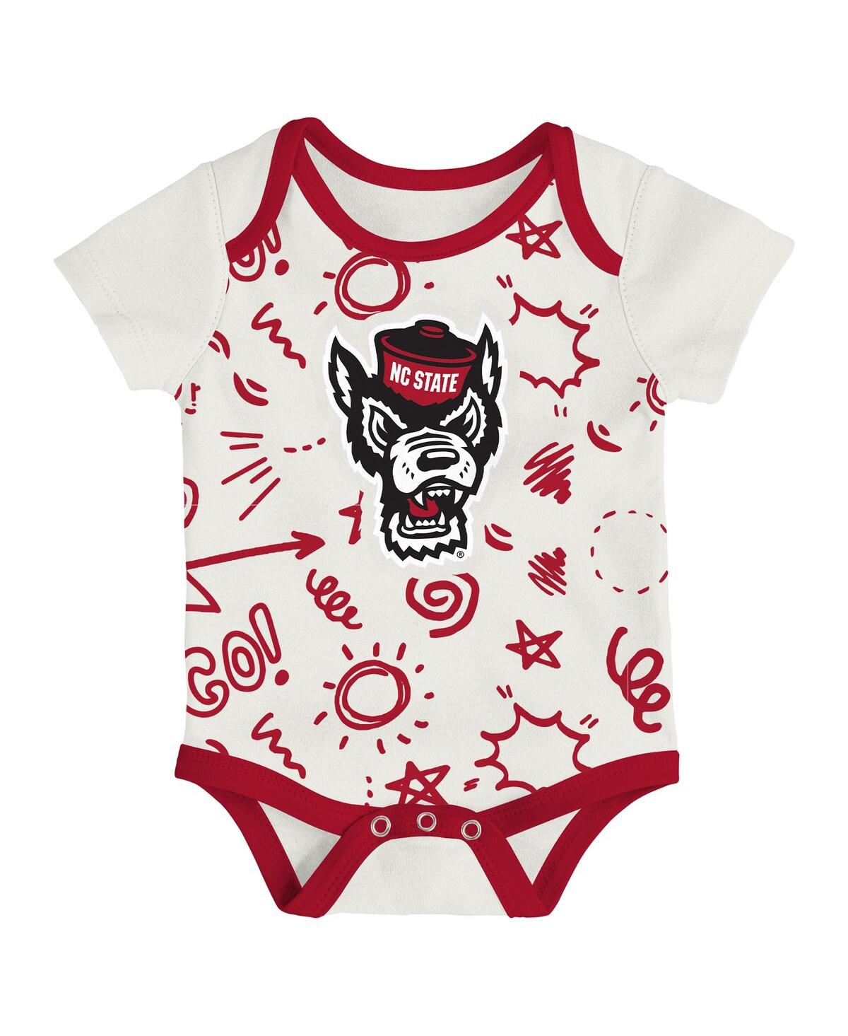 Outerstuff Baby Boys And Girls 3-pack Nc State Wolfpack All Day Play Bodysuit Set In Multi