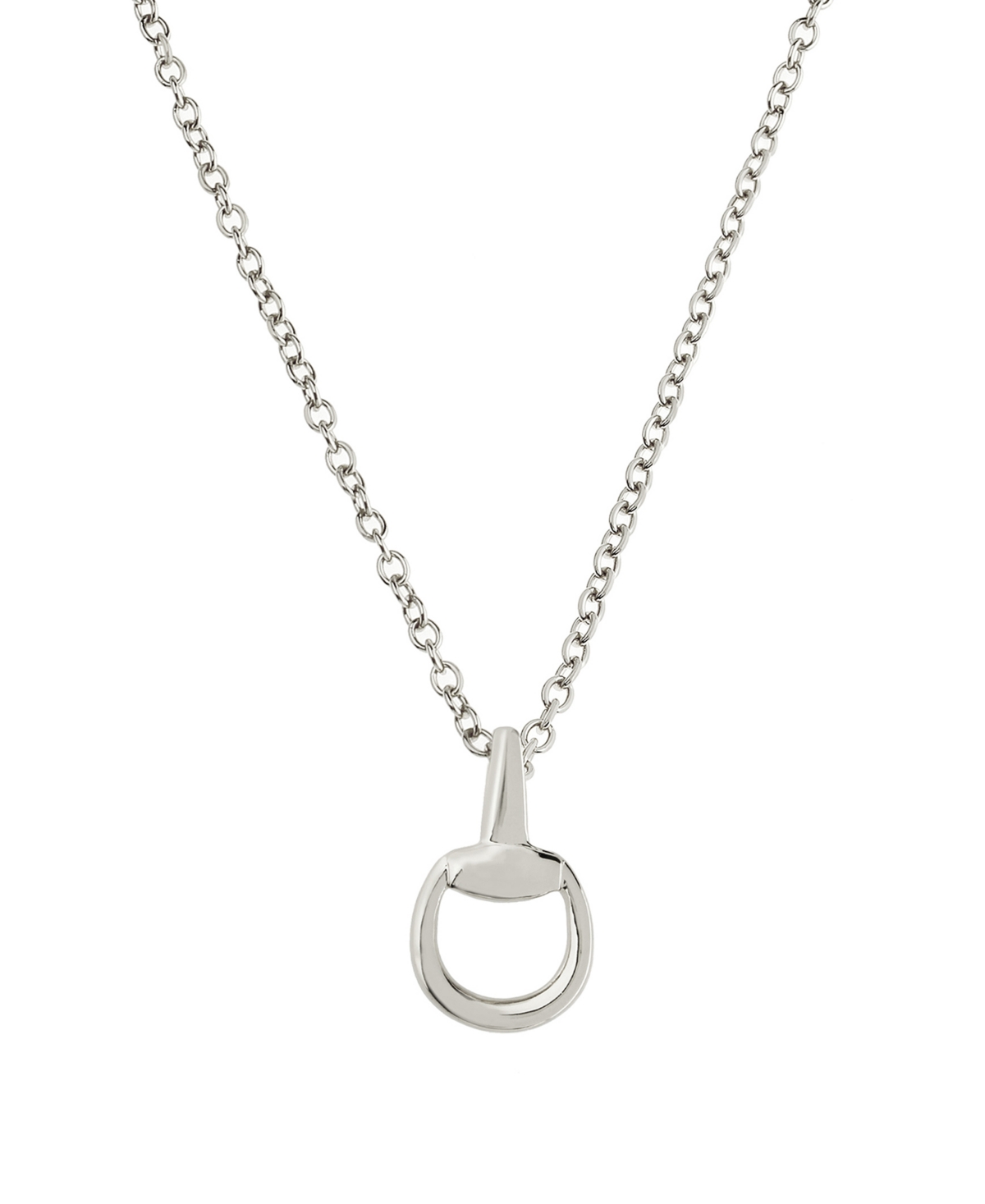 Steve Madden Rhodium Collegiate Link Pendant Necklace In Silver