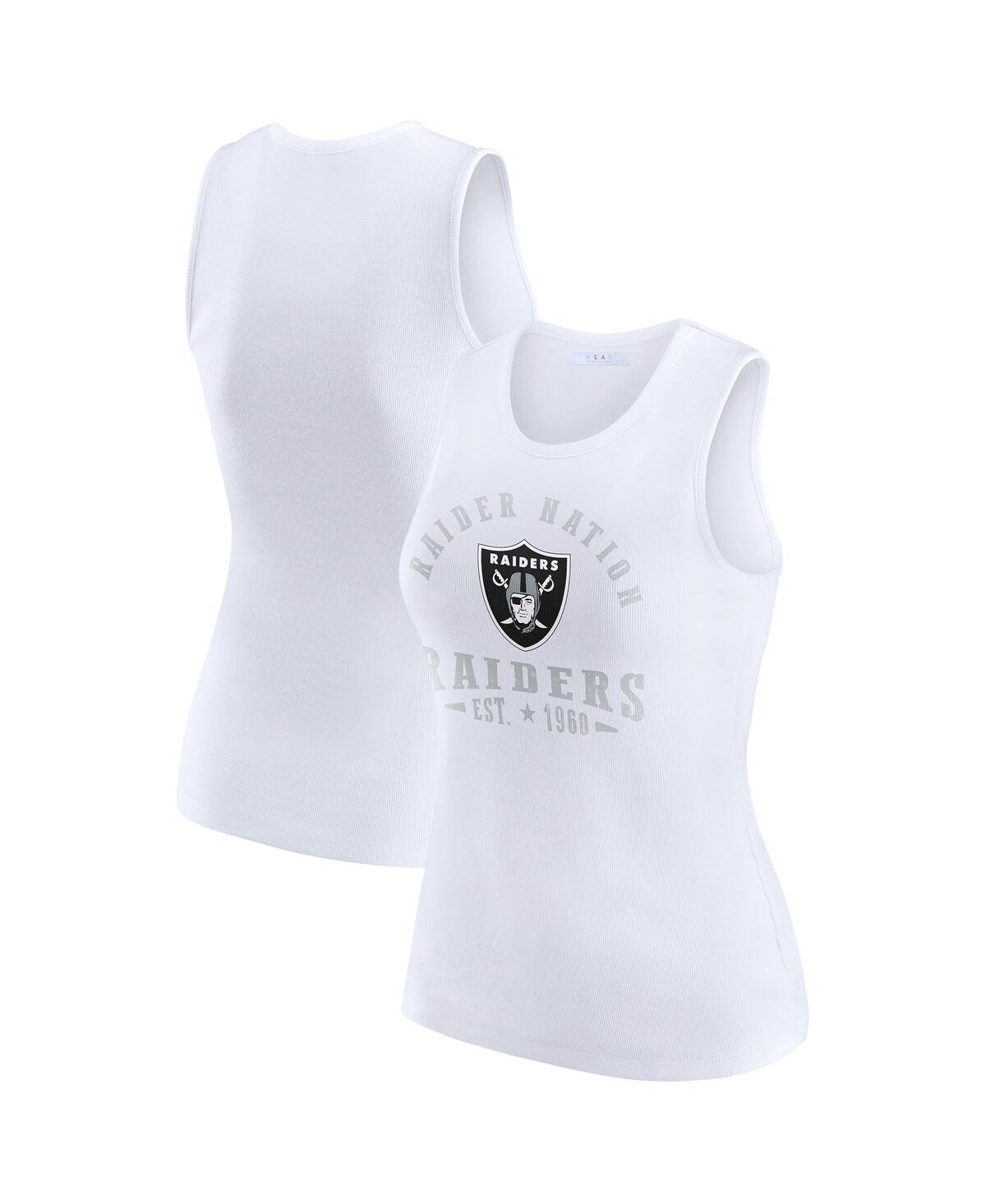 Wear By Erin Andrews Women's White Las Vegas Raiders Ribbed Graphic Tank Top In White