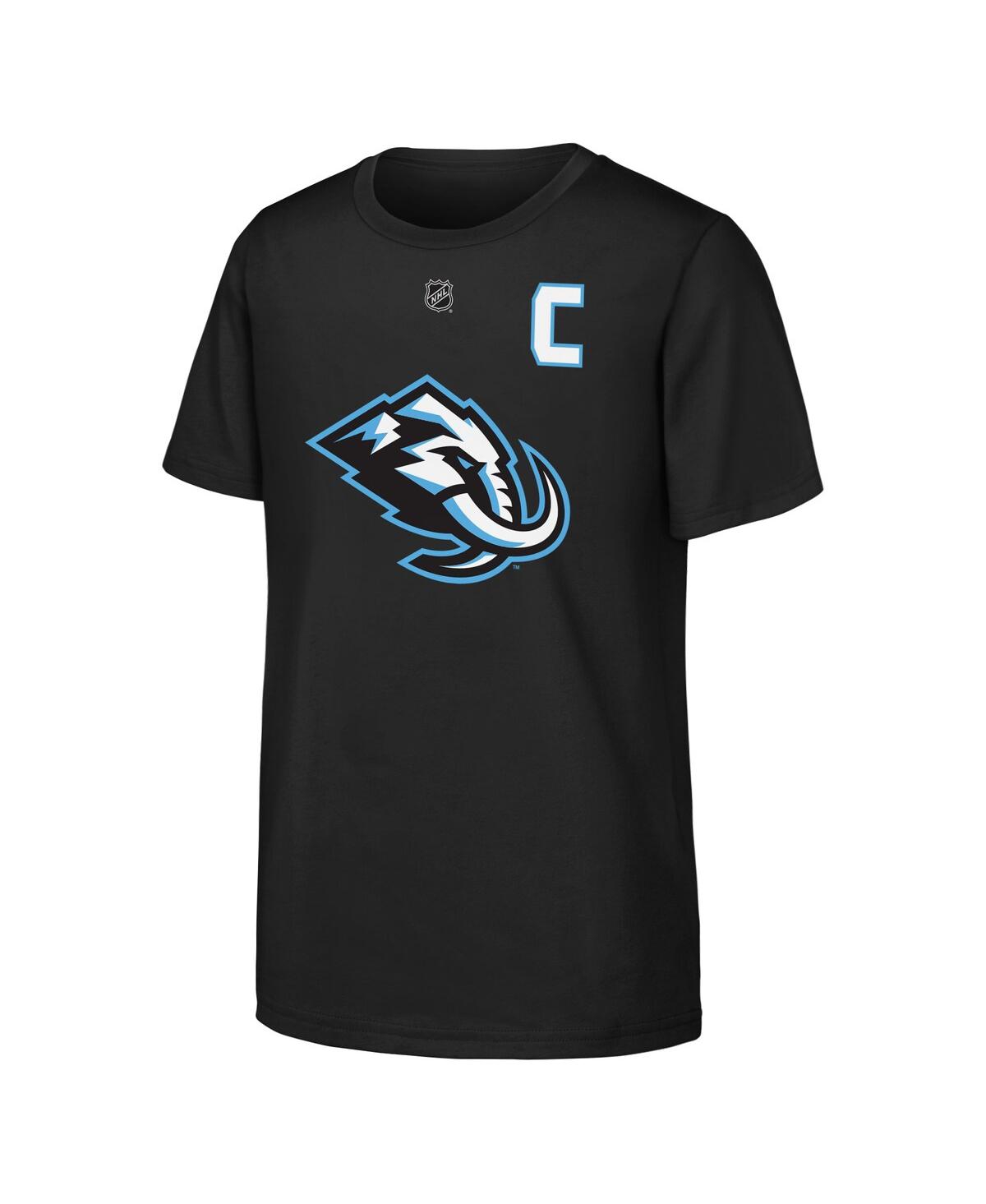 Outerstuff Big Boys And Girls  Clayton Keller Black Utah Mammoth Captain Patch Name Number T-shirt In Black