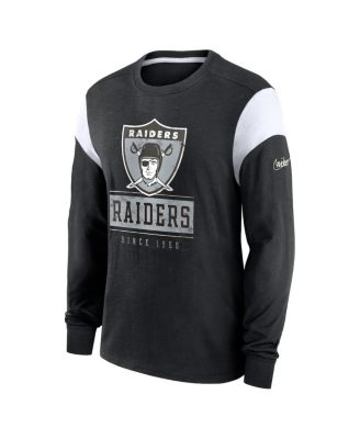 Men's Heather Black Oakland Raiders Rewind Playback Helmet Long Sleeve T-Shirt