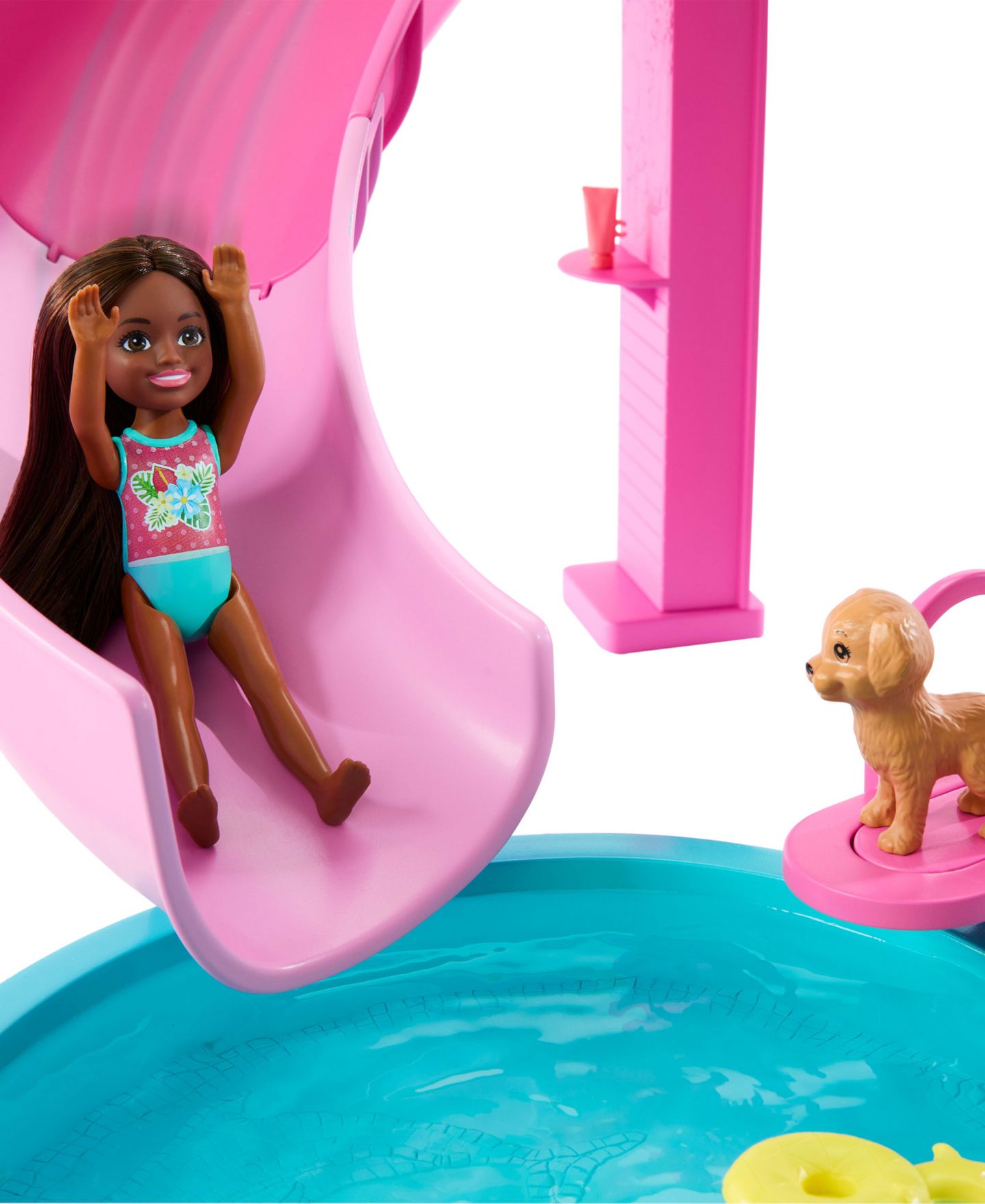 Детский игровой набор Barbie Dream Pool Playset with Slide and Bubbling Hot Tub, 20+ Accessories, Ages 3+ — фото 4