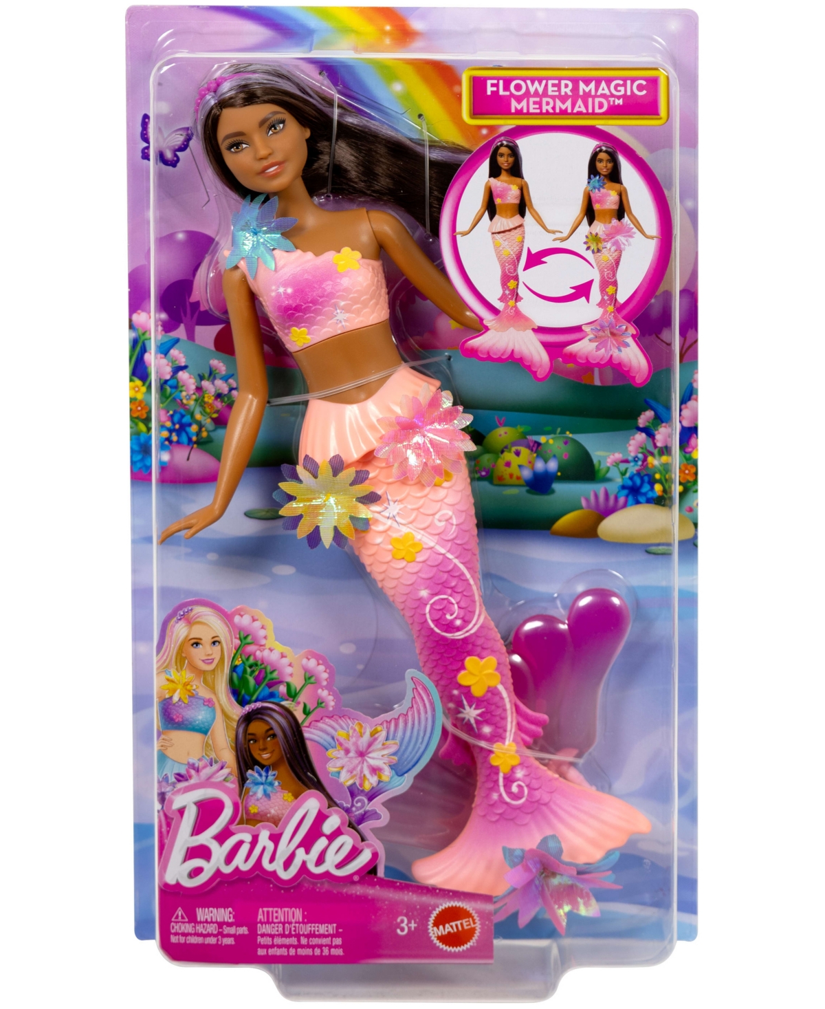 Barbie Flower Magic Mermaid Toy Doll With Surprise Blooming Flowers Feature And Headband Accessory In Multi