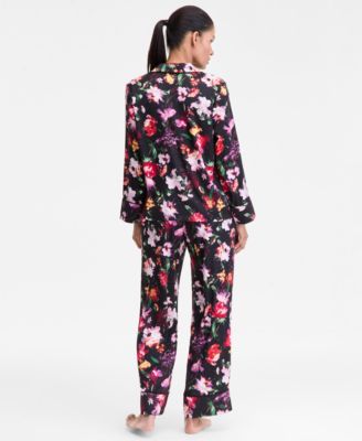 Women's Printed Satin Long Pajama Set, Macy's Exclusive